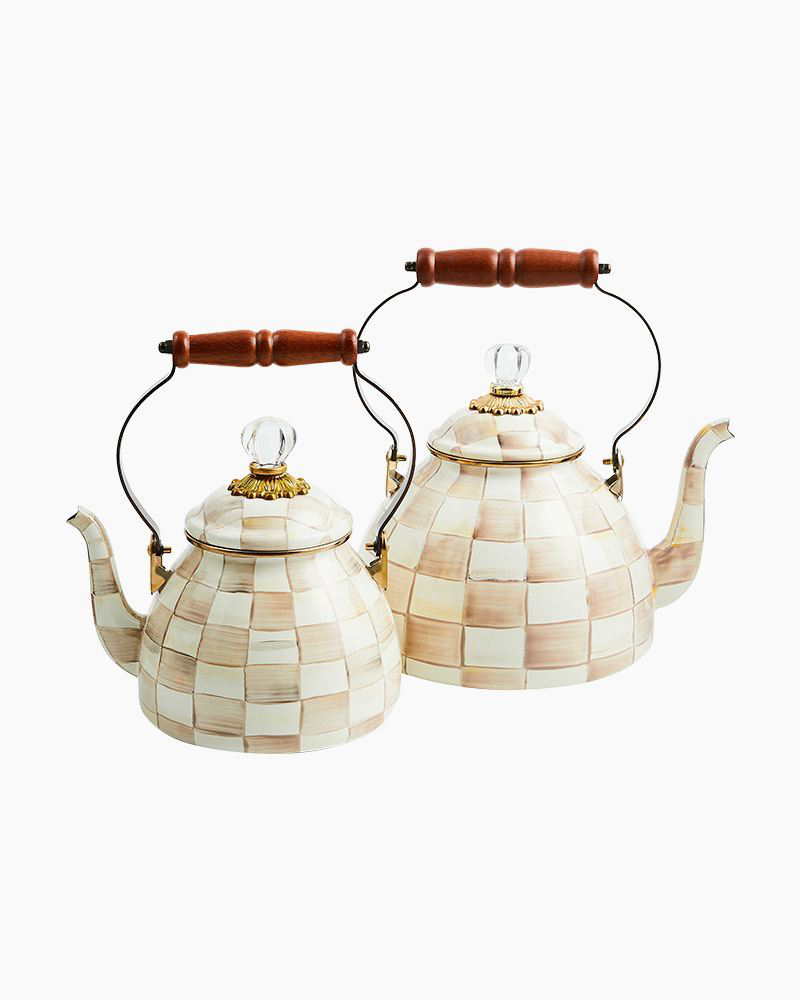 Mocha Check 2-Quart Tea Kettle | MacKenzie-Childs | The Paper Store