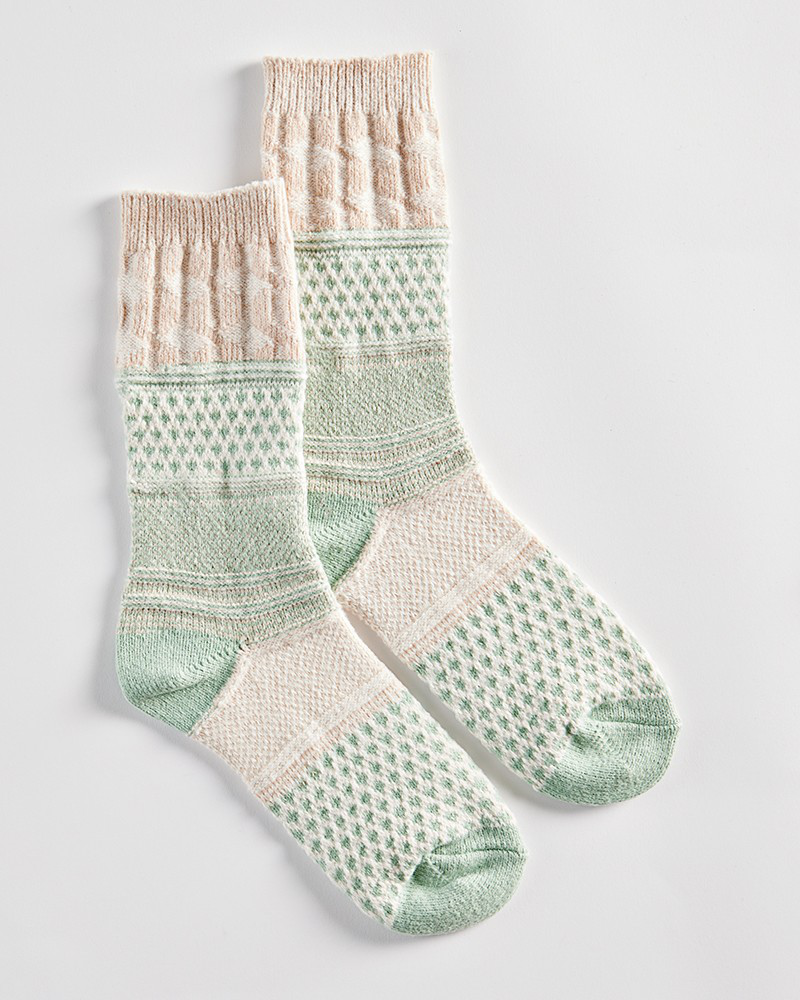 Jacquard Sunday Socks in Mint and Tan | Sunday Socks | The Paper Store