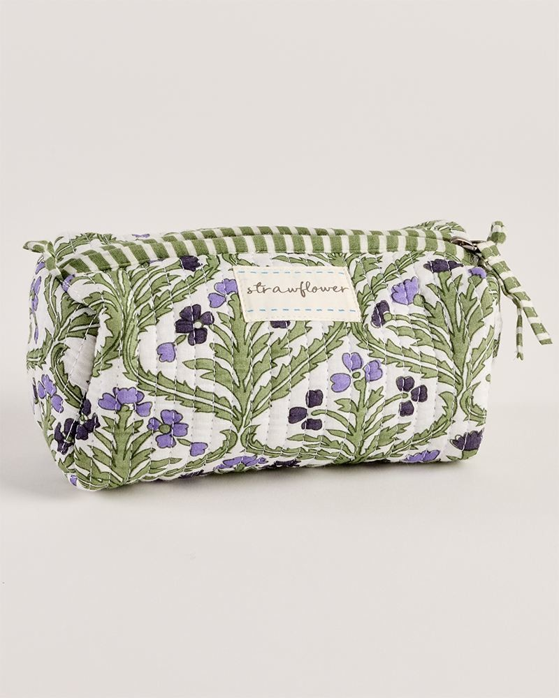 Zoe Heritage Small Quilted Block Print Cosmetic Pouch