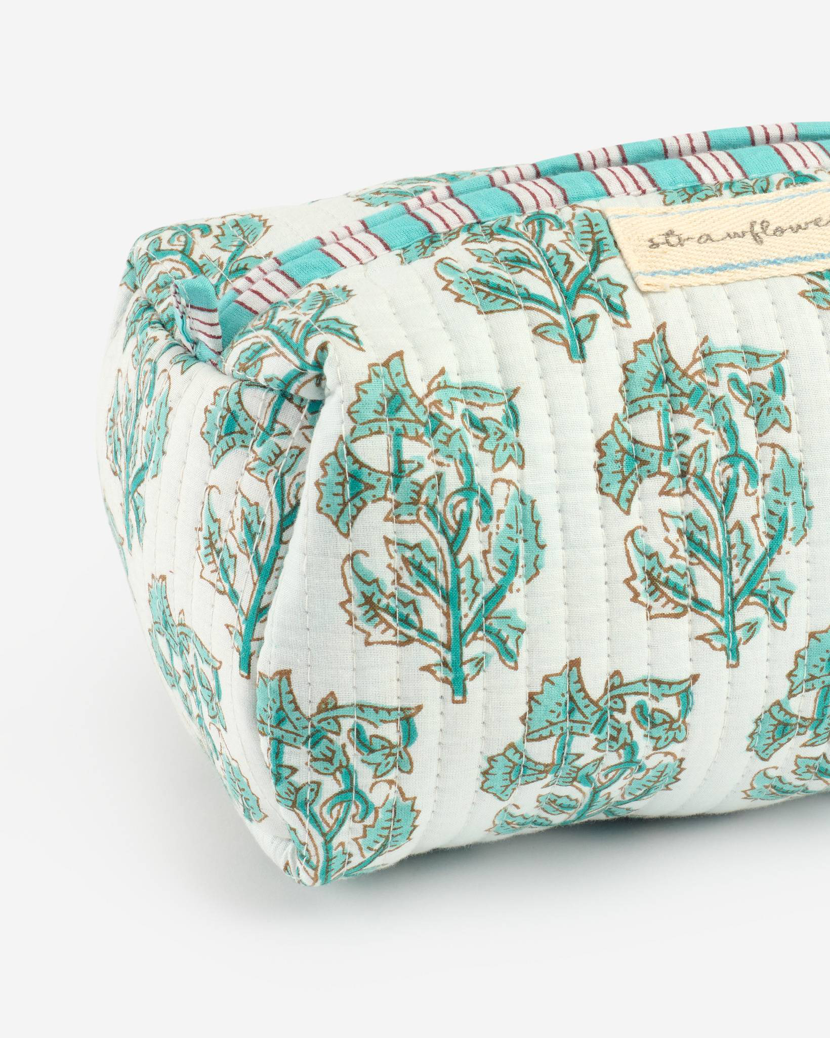 Harper Medium Quilted Block Print Cosmetic Pouch | Strawflower | The ...