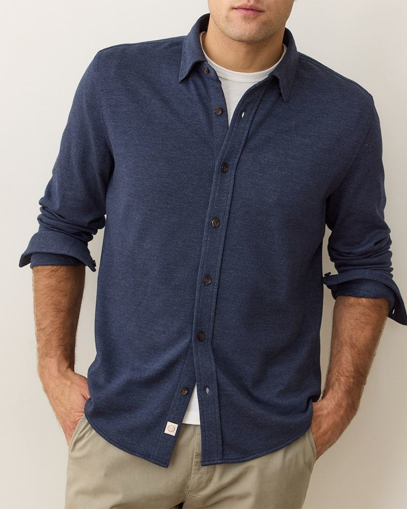 Pacifica Stretch Twill Shirt in Navy | Marine Layer | The Paper Store