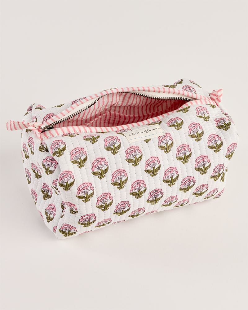 Bri Heritage Large Quilted Block Print Cosmetic Pouch | Strawflower ...