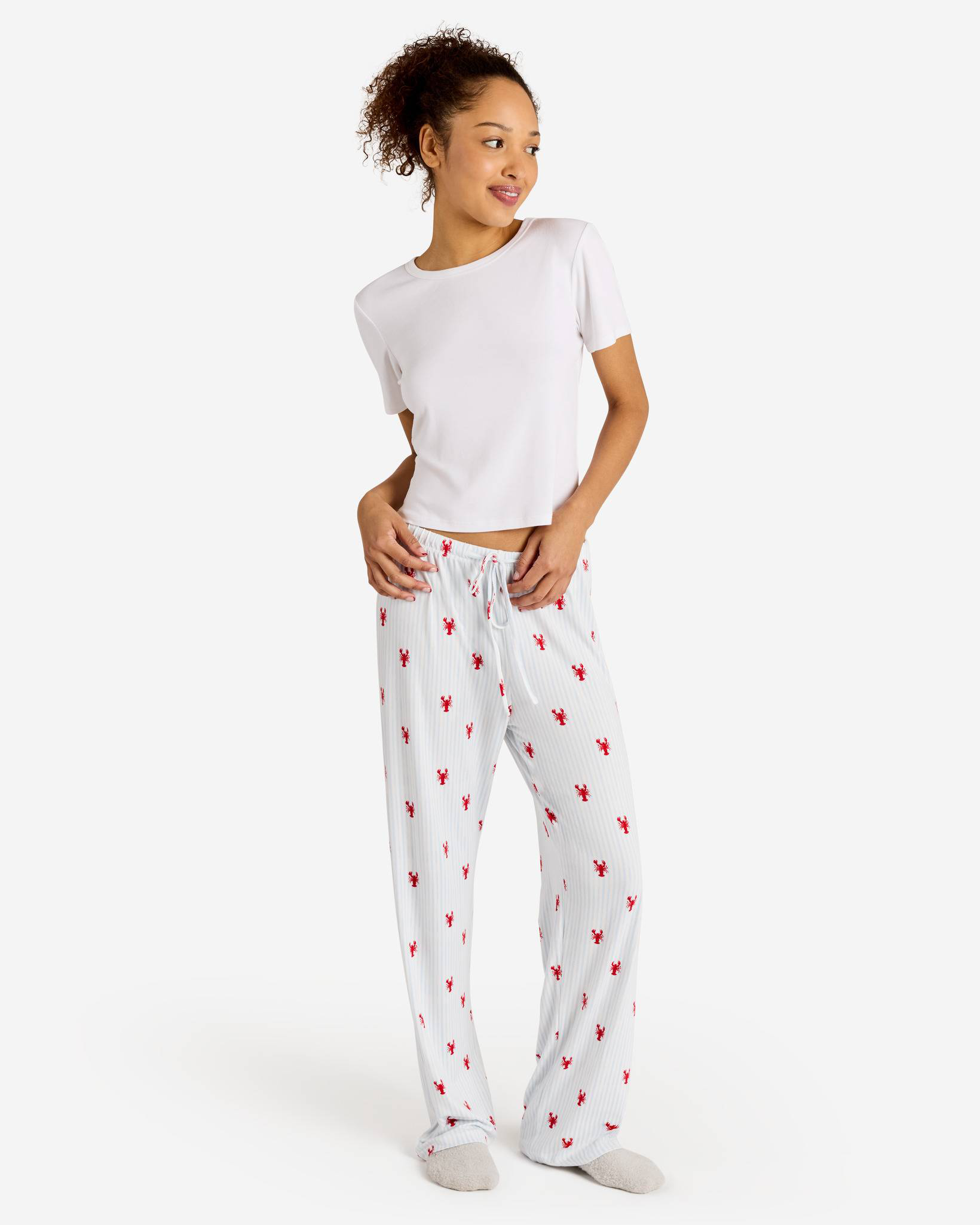 Blue Stripe Lobster Print PJ Lounge Pants | mia & tess | The Paper