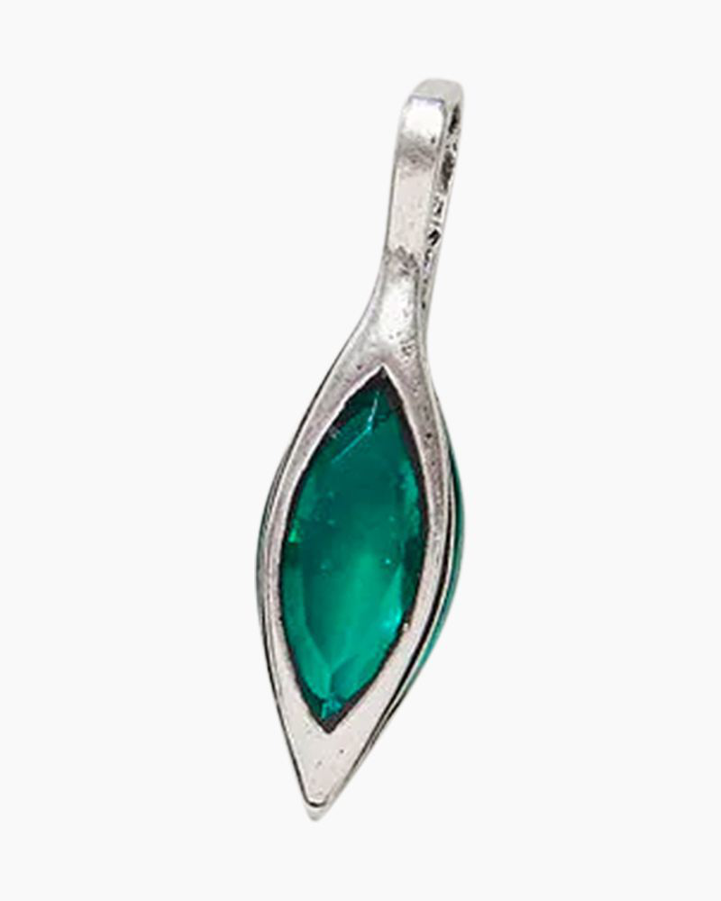 May Emerald Vintage Caged-Navette Crystal Birthstone Charm in Silver ...