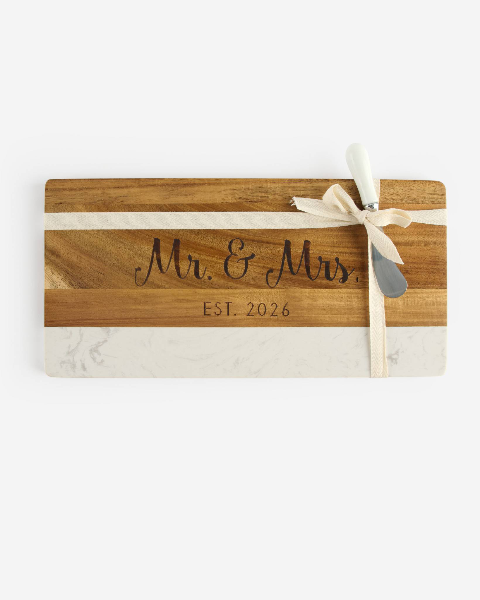 Mr. & Mrs. Est. 2026 Serving Board with Spreader