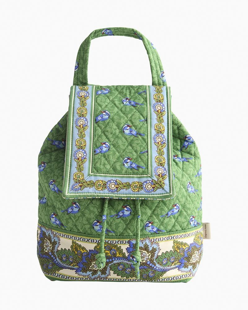 Original Drawstring Backpack in Green Birds | Vera Bradley  display picture 2