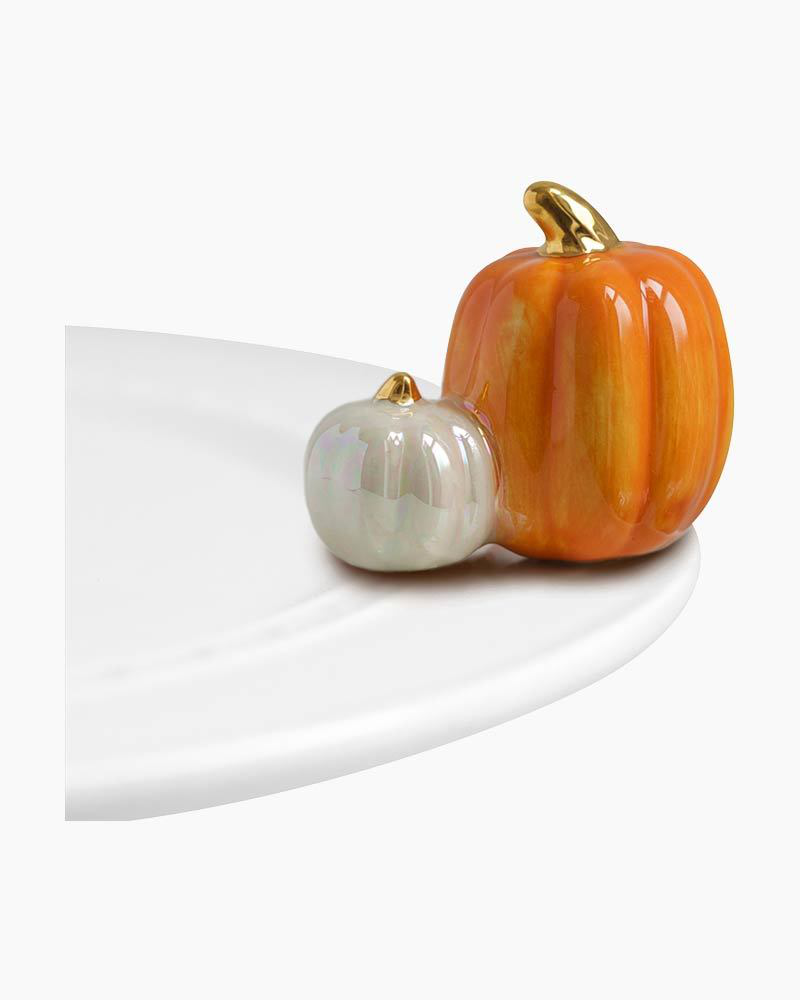 mini Small and Large Pumpkins Ceramic Platter Ornament