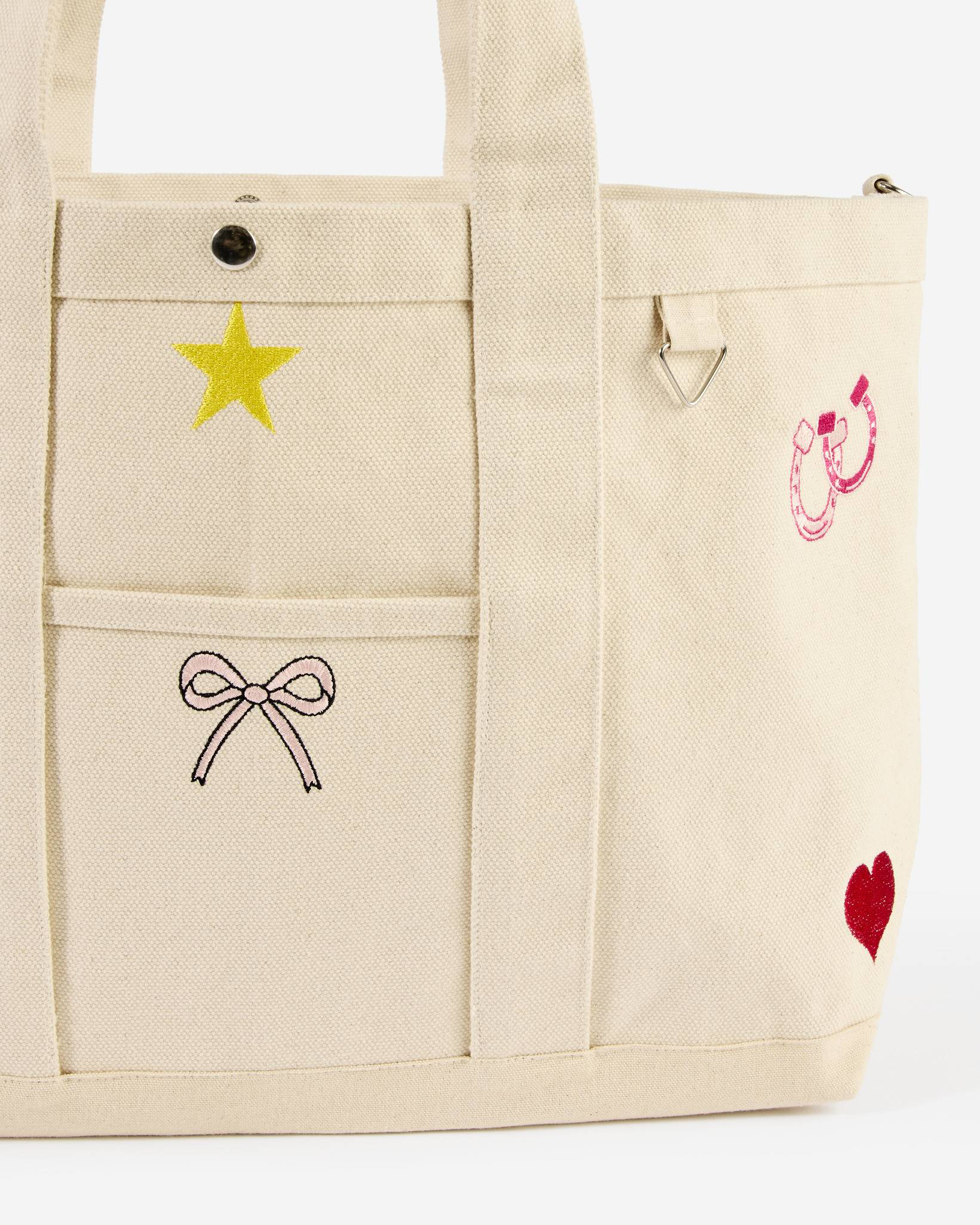 Embroidered Icons White Canvas Tote Bag | Uncharted Threads | The