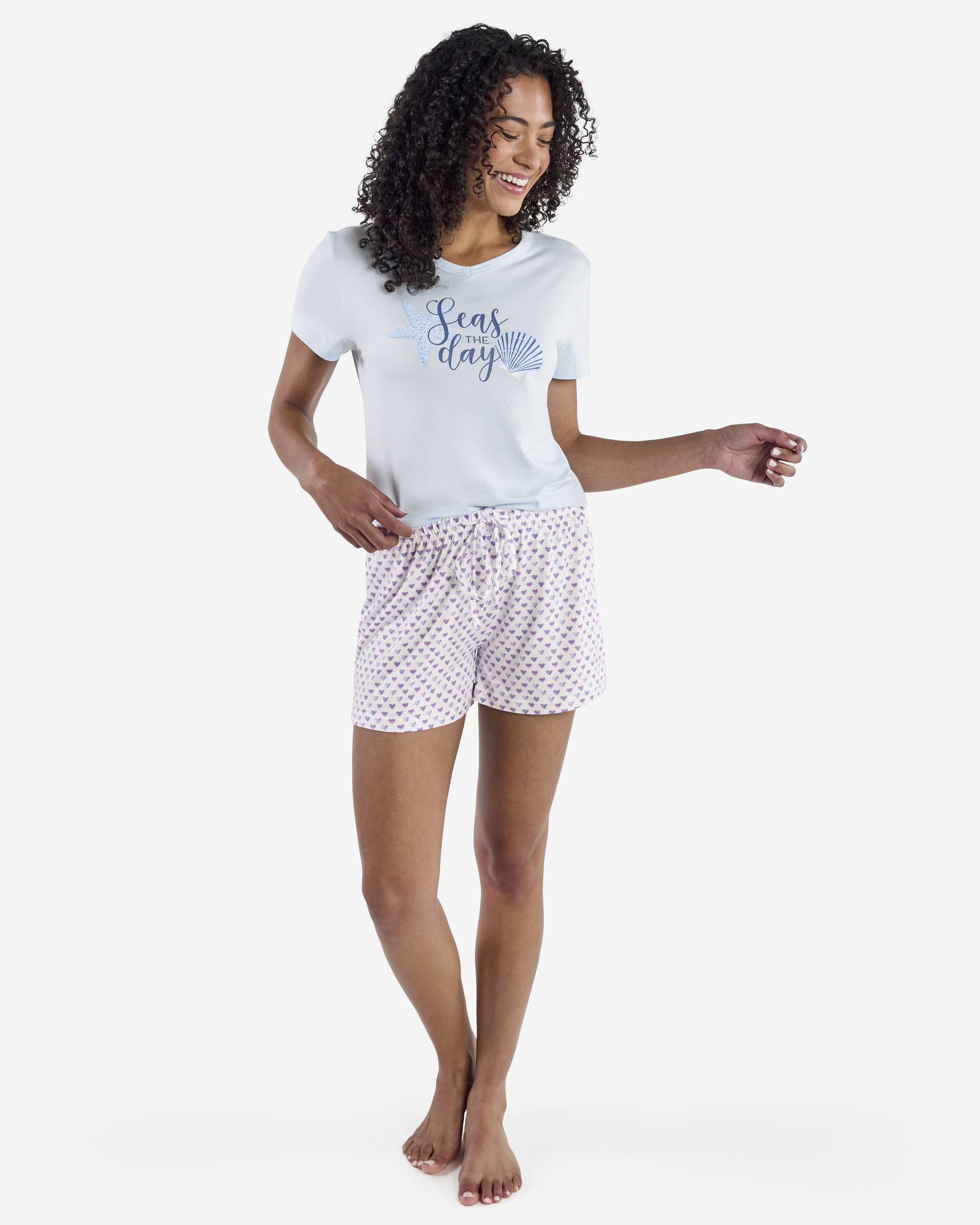 Purple Hearts Patterned PJ Lounge Shorts | mia & tess | The Paper