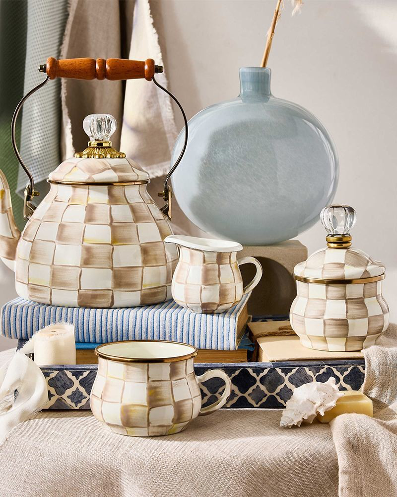 Mocha Check 2-Quart Tea Kettle | MacKenzie-Childs | The Paper Store