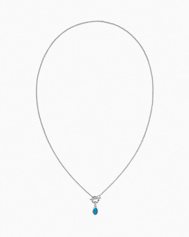 Mini Elisa Toggle Silver Short Pendant Necklace in Variegated
