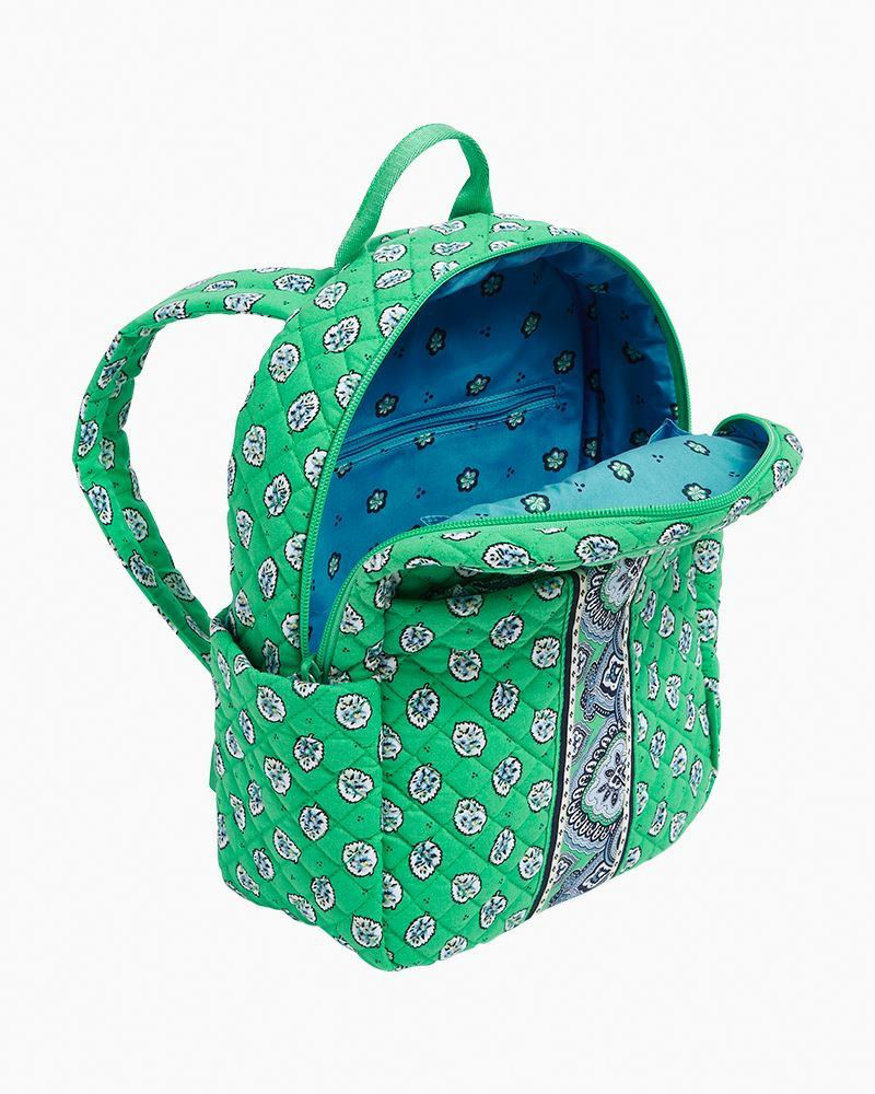 dark green leaf mini backpack Gold INNER Pot Leaf Pattern Mini Backpack