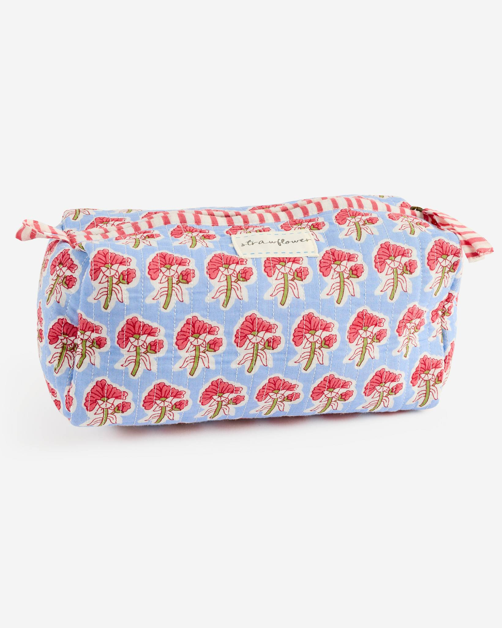 Amara Heritage Medium Quilted Block Print Cosmetic Pouch | Strawflower ...