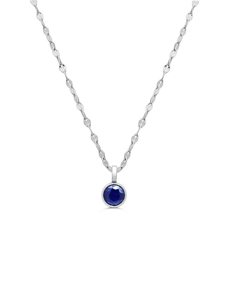 Double Strand Round Blue CZ Pendant Necklace in Silver | Isla | The ...