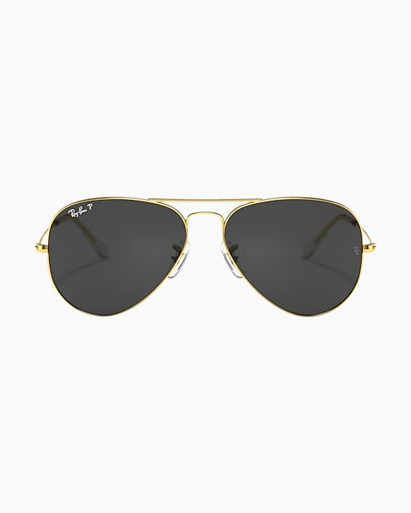 Aviator Classic Sunglasses in Polished Gold with Black  display picture 2