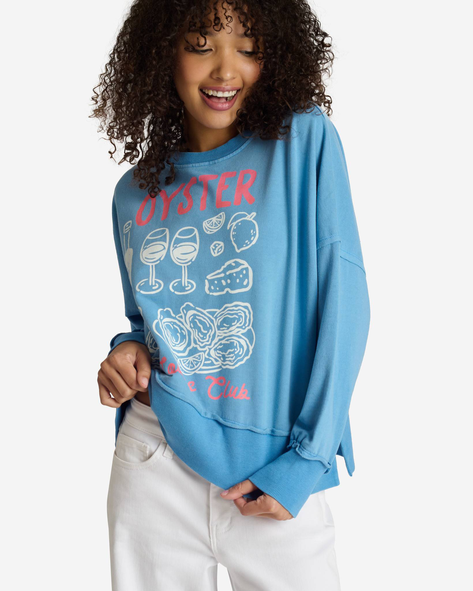 Oyster Lovers Club Pullover Sweatshirt in Blue | Uncharted Threads