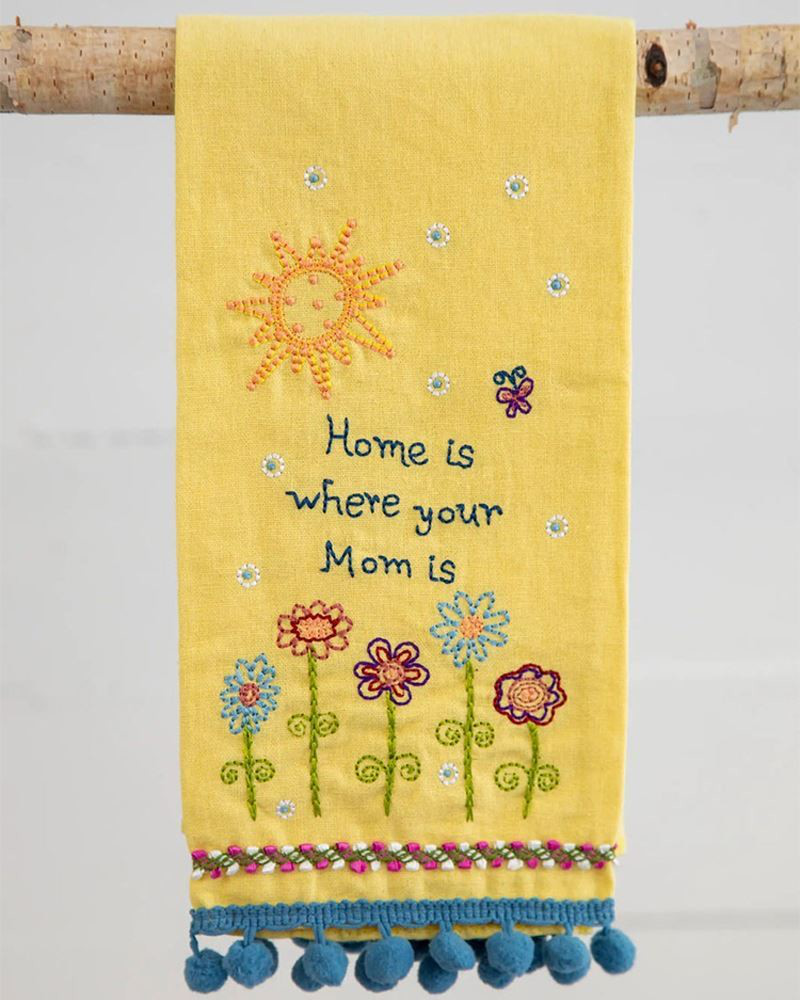 Linen Embroidered Hand Towel - Mom - Thumbnail 3