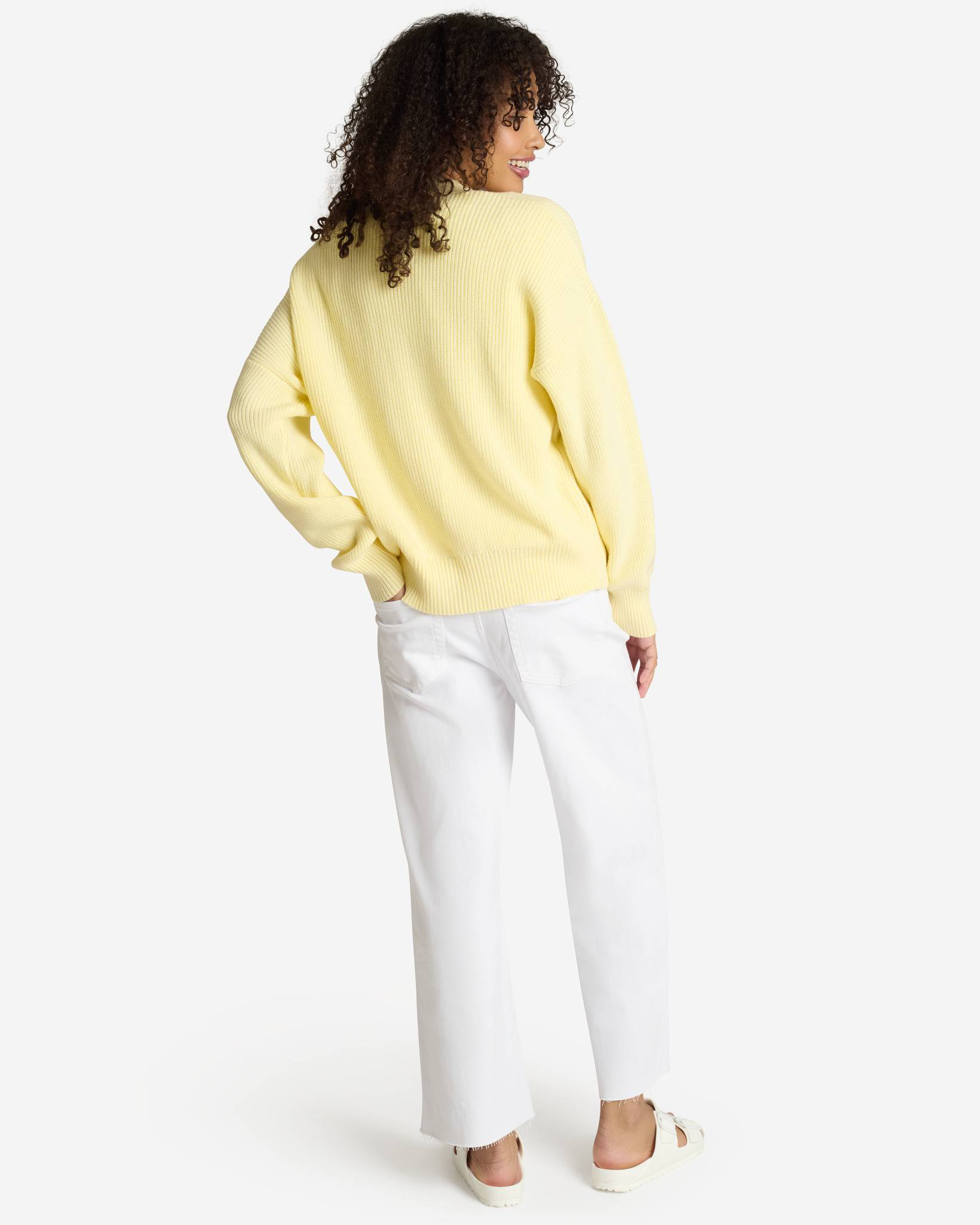 Vertical Knit V-Neck Cardigan in Yellow | mia & tess | The Paper Store