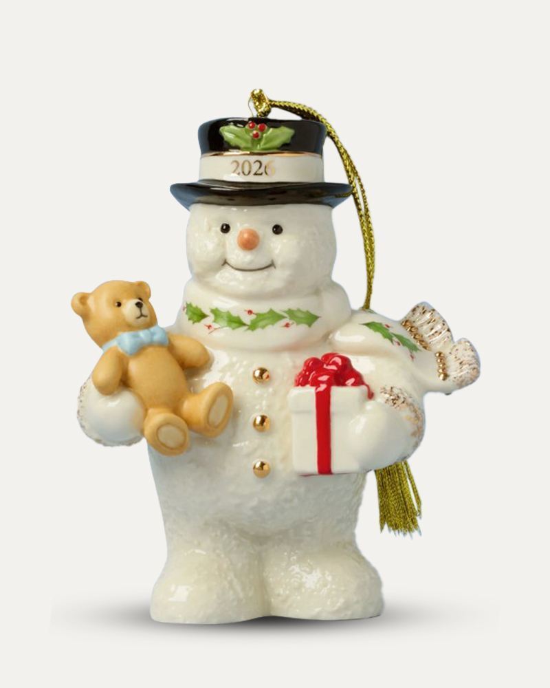 Lenox Annual Holiday Snowman Snowman With Bear - Boxed