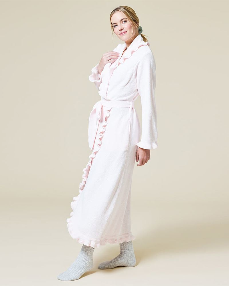 Ruffle Chenille Robe in Light Pink | Softies | The Paper Store