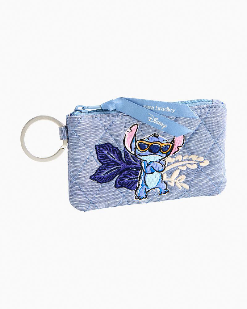 Disney Lilo & Stitch Zip ID Case in Stitch Leafy Blooms Chambray