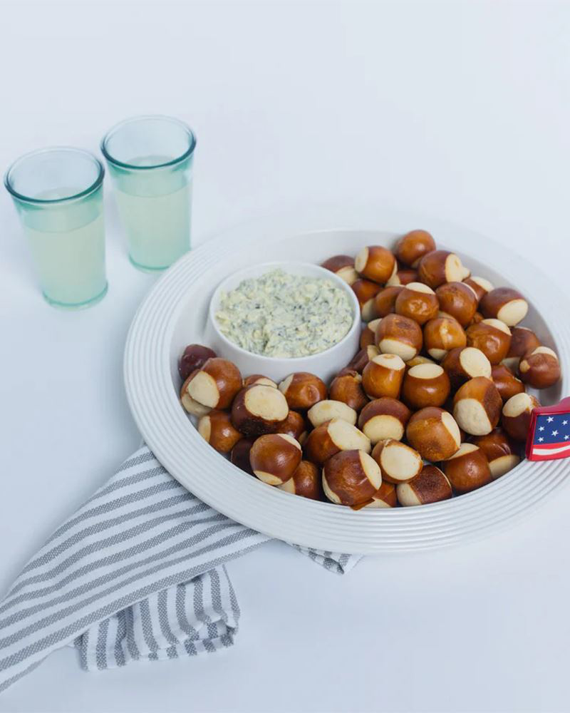 Pinstripes Chip and Dip Platter in White Melamine
