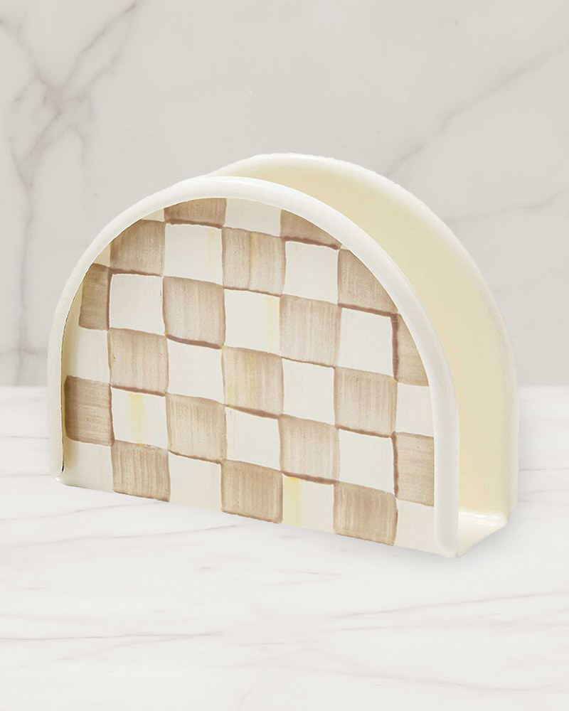 Mocha Check Napkin Holder