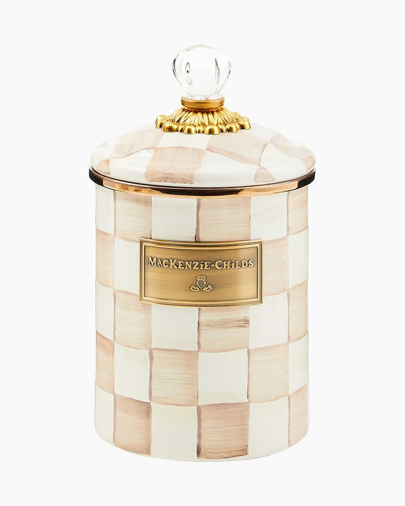 Mocha Check Medium Canister | MacKenzie-Childs | The Paper Store