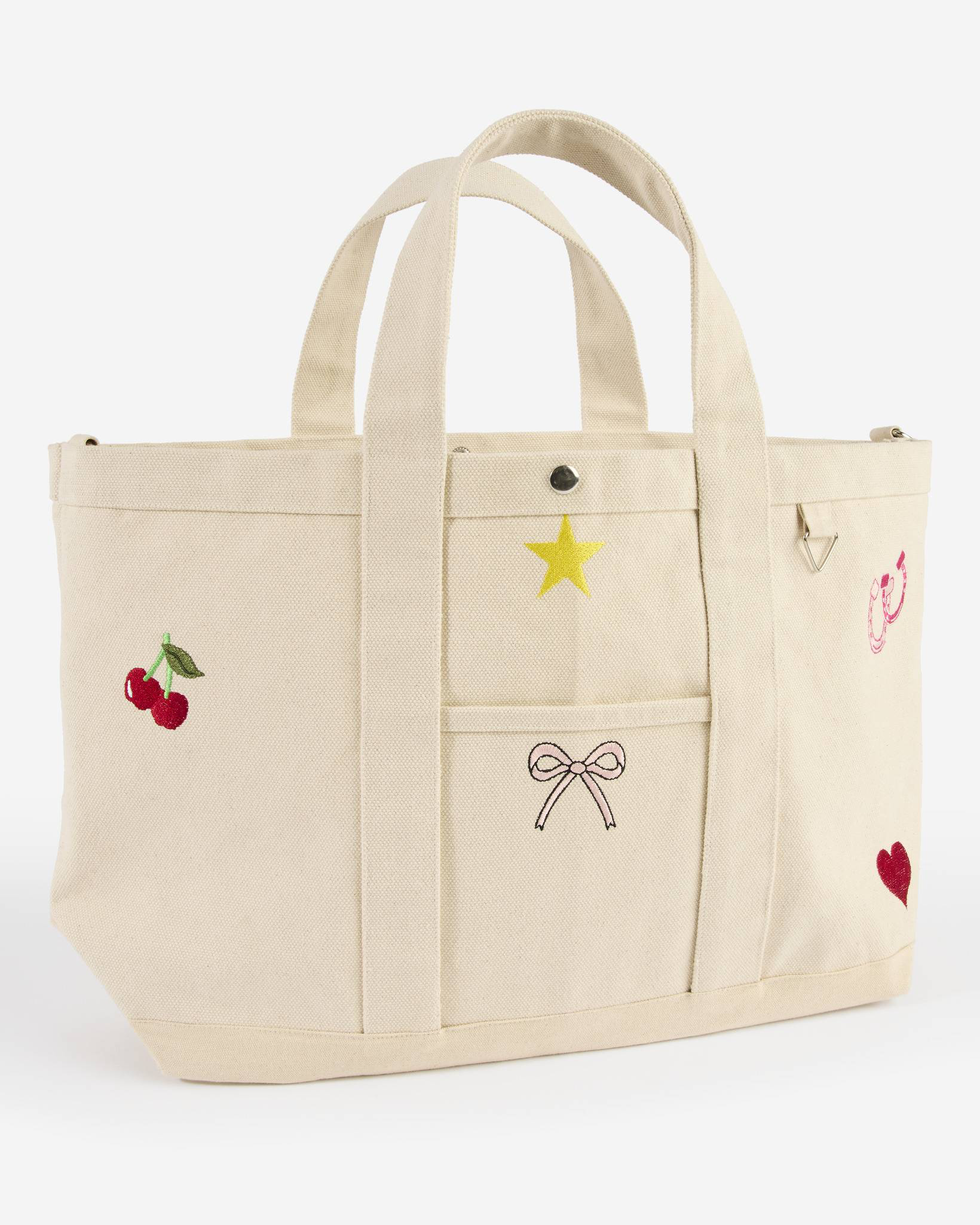Embroidered Icons White Canvas Tote Bag | Uncharted Threads | The