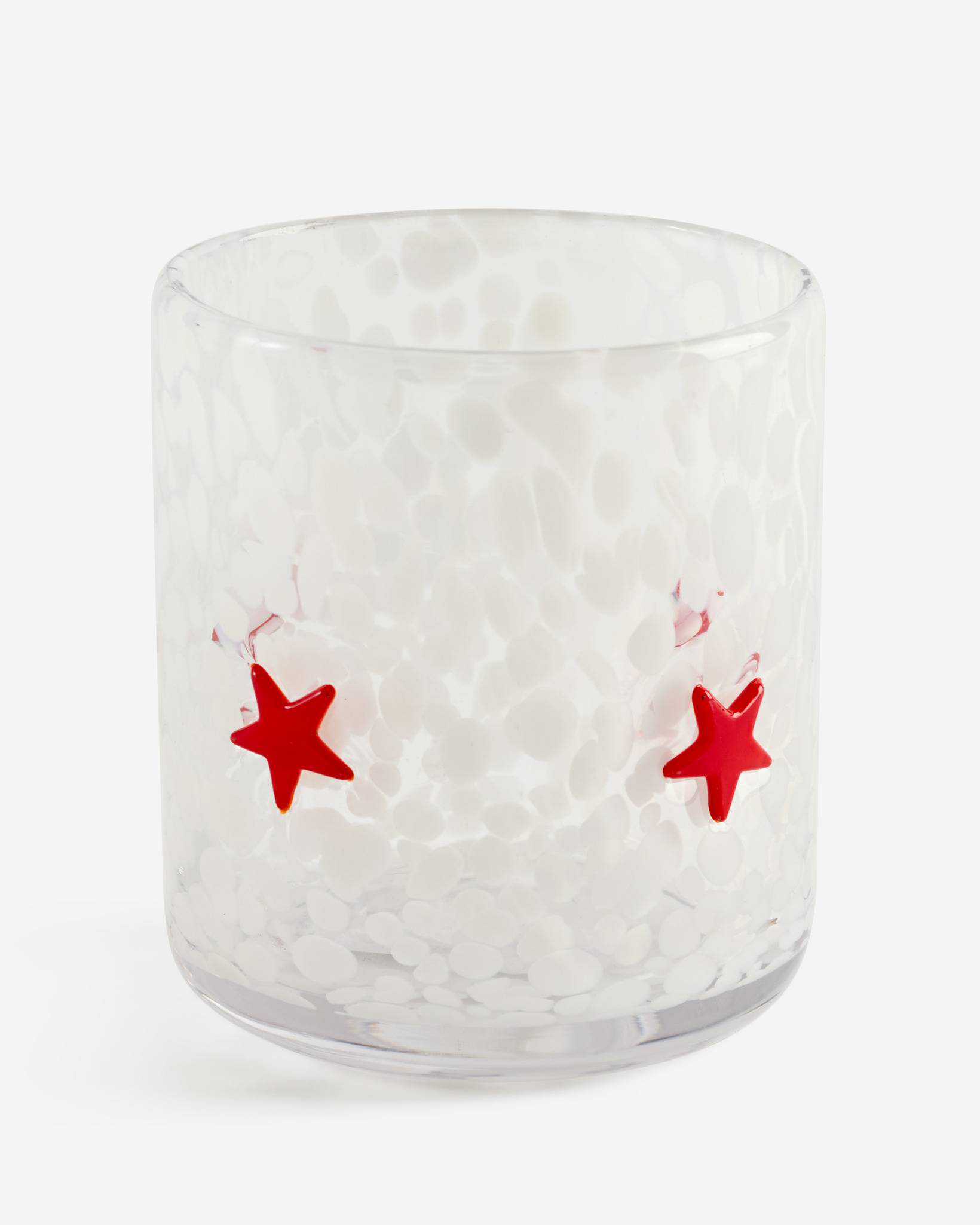 Red Stars White Confetti Icon Glass