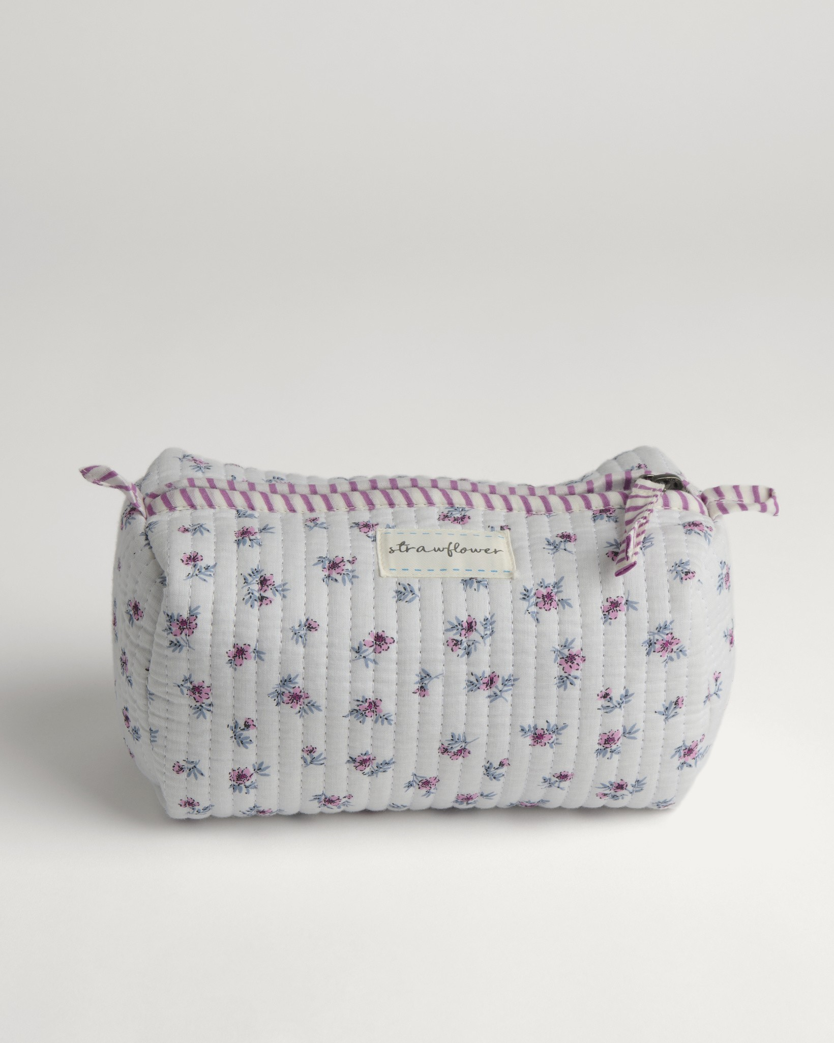 Azalea Ditsy Floral Heritage Medium Quilted Block Print Cosmetic Pouch