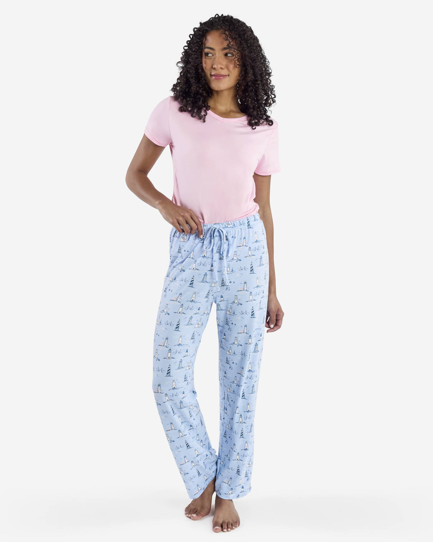 Light Blue Lighthouse PJ Lounge Pants | mia & tess | The Paper Store