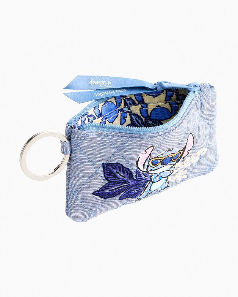 Disney Lilo & Stitch Zip ID Case in Stitch Leafy Blooms Chambray