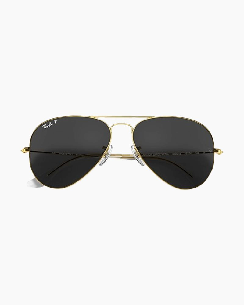 Ray-Ban Gold and Black Aviator Sunglasses Classic Design Ray-Ban Aviator Classic XXL (62 - 14) with Black lenses and  main image 4