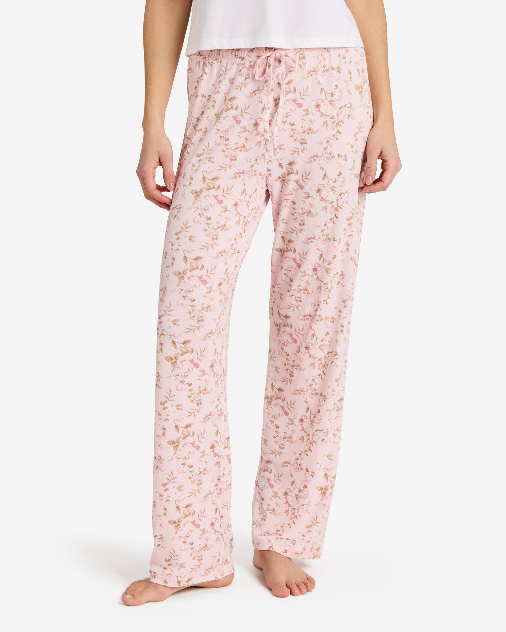 Light Pink Floral Pattern PJ Lounge Pants | mia & tess | Uncharted