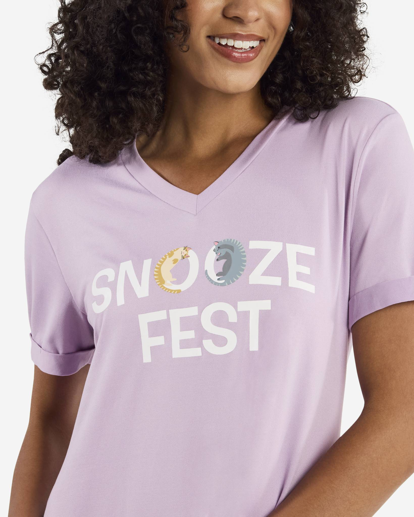 Snooze Fest Cats Short Sleeve Pajama Dress | mia & tess | The Paper Store