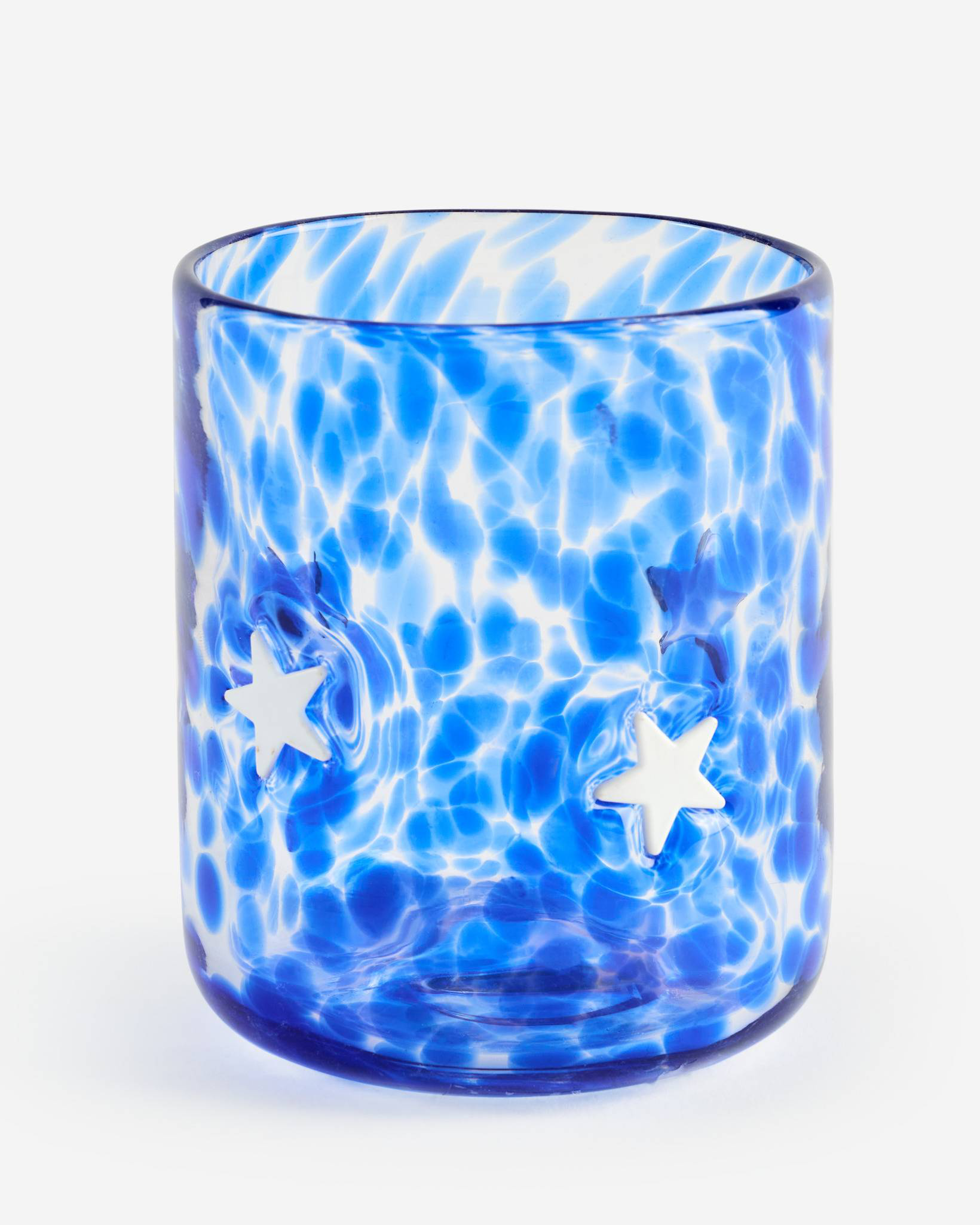 White Stars Blue Confetti Icon Glass
