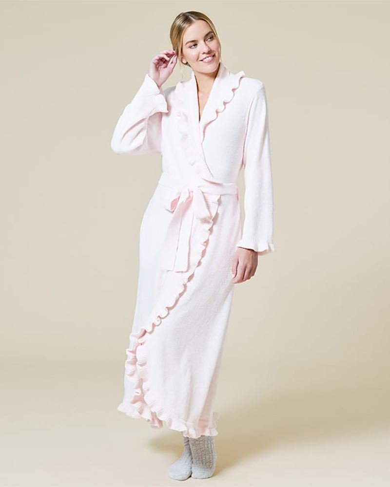 Ruffle Chenille Robe in Light Pink | Softies | The Paper Store