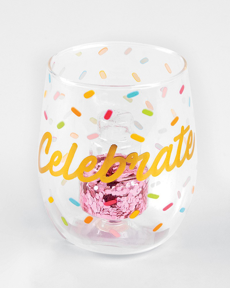 Legacy & Main Celebrate Stemless Glitter Wine Glass