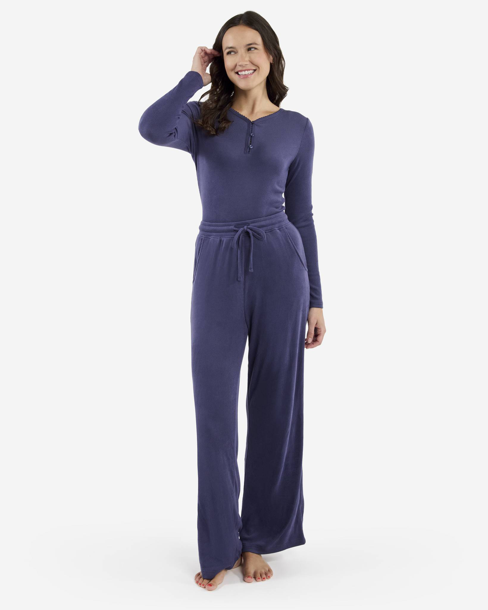 Ribbed Pull-On PJ Pants in Night Blue | Uncharted Threads | Uncharted