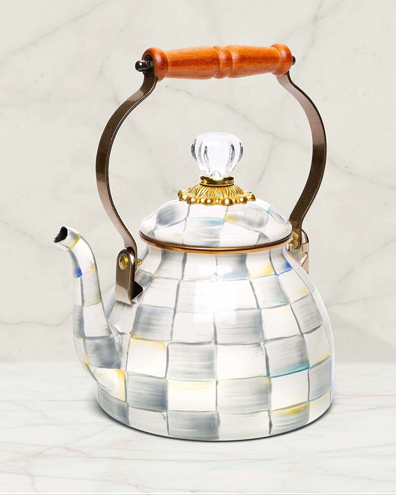 Sterling Check 2-Quart Tea Kettle | MacKenzie-Childs | Uncharted