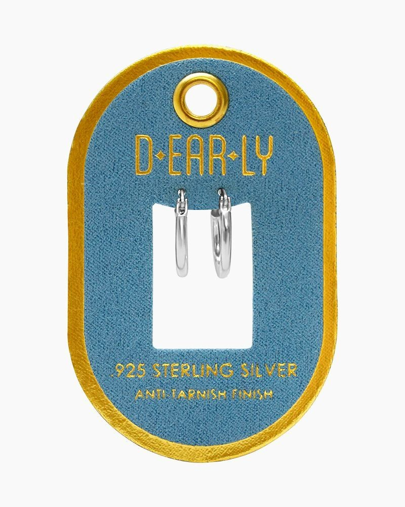 14mm Simple Latch Hoop Earrings in Silver | D*EAR*LY | The Paper Store