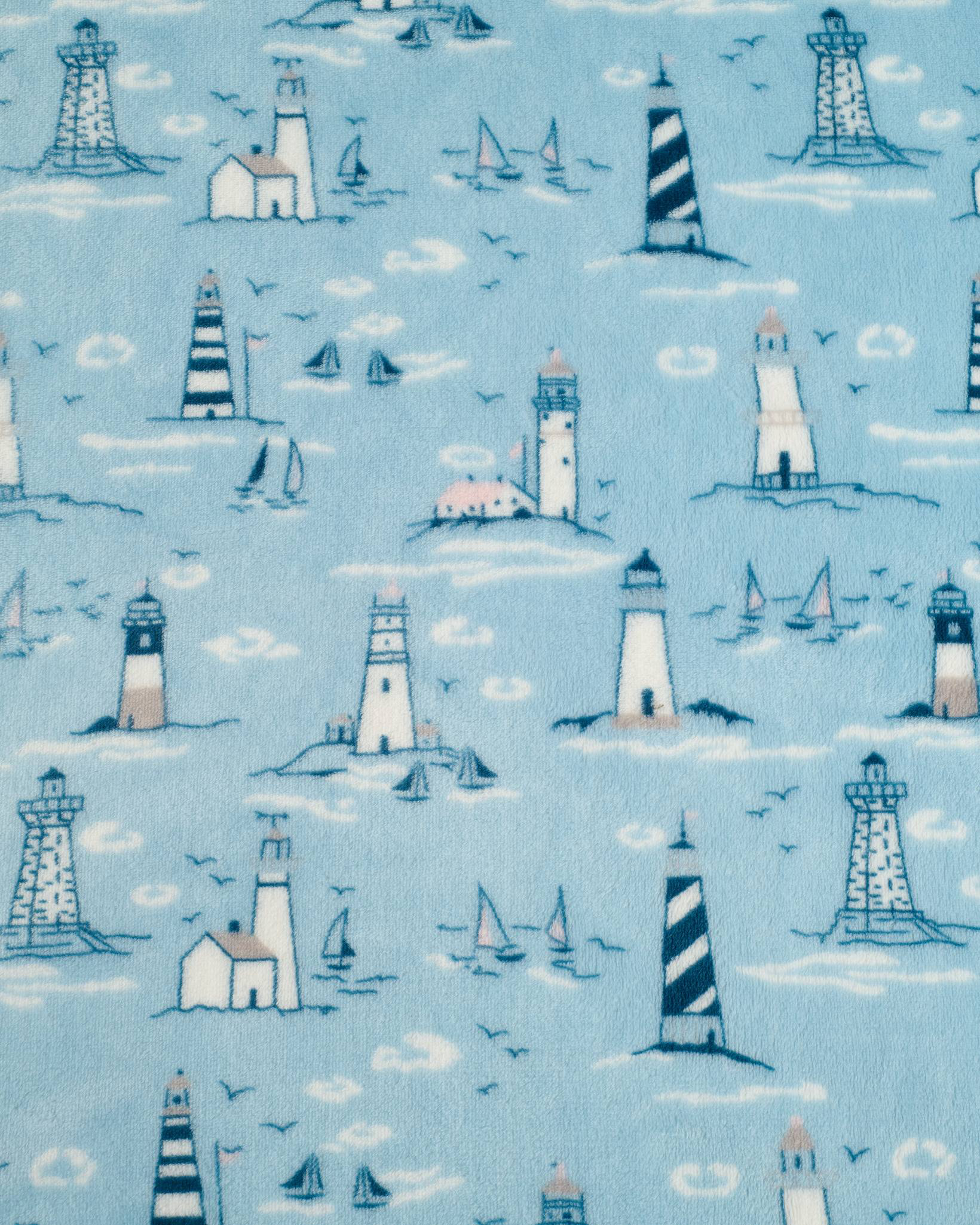 Blue Coastal Lighthouse Print Luxury Throw Blanket | Legacy & Main