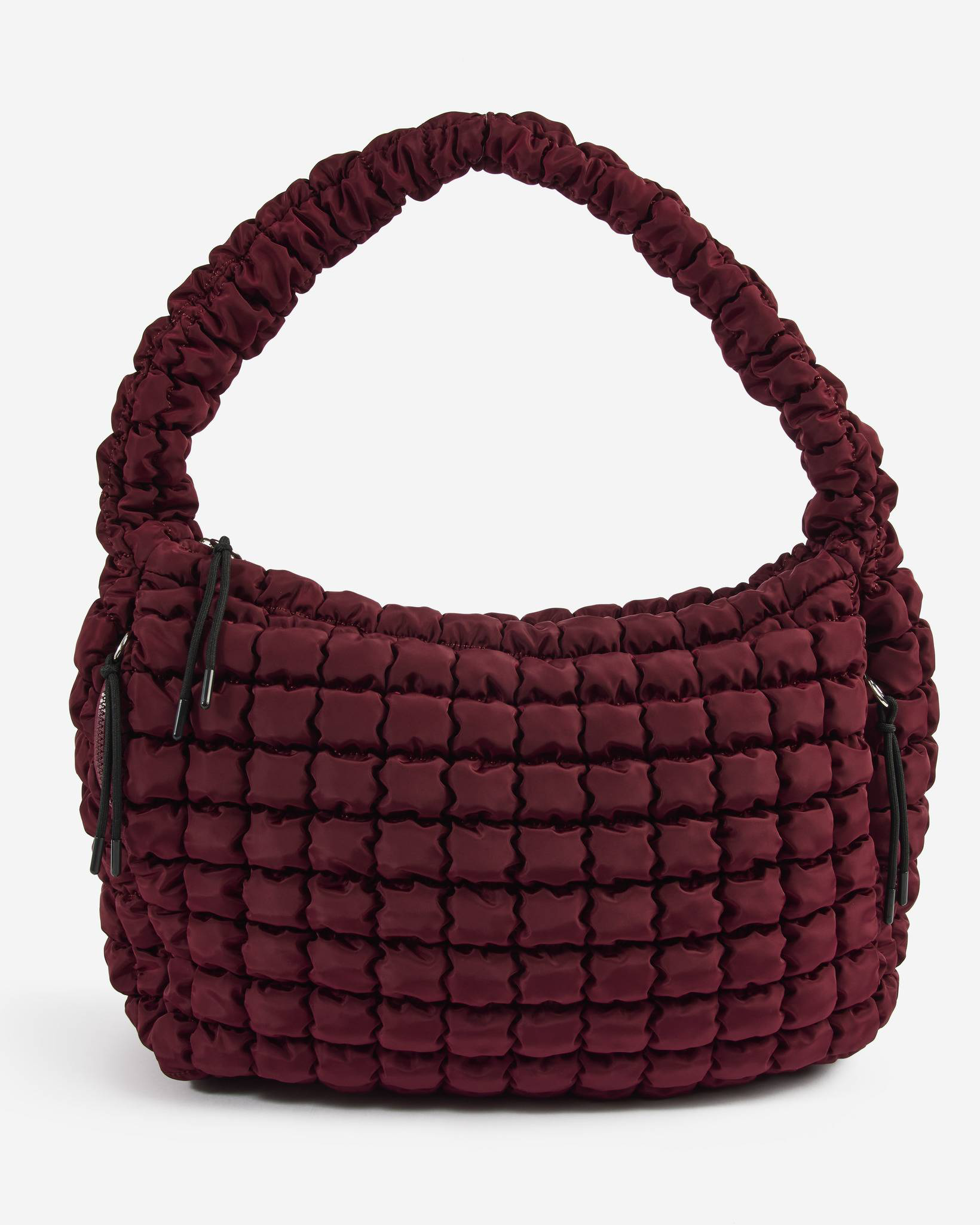 Silver Quilted Bubble Nylon Tote