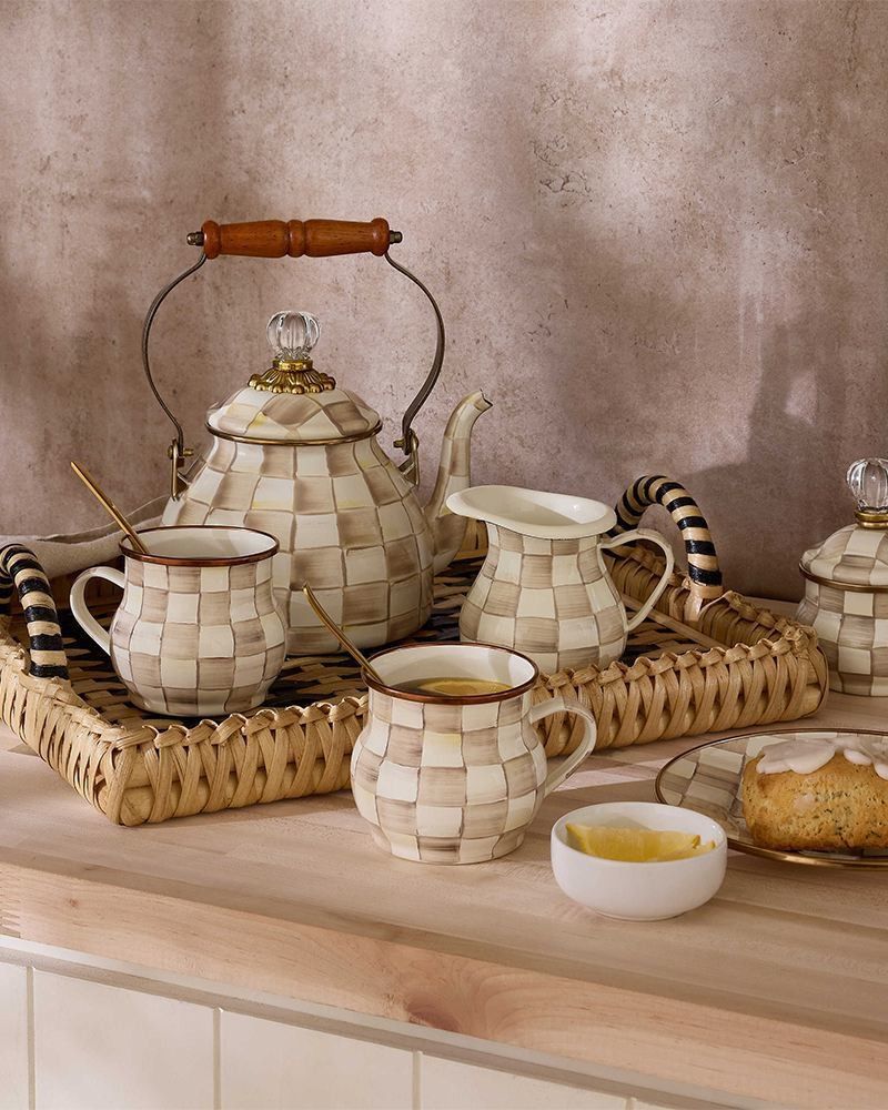 Mocha Check 2-Quart Tea Kettle | MacKenzie-Childs | The Paper Store