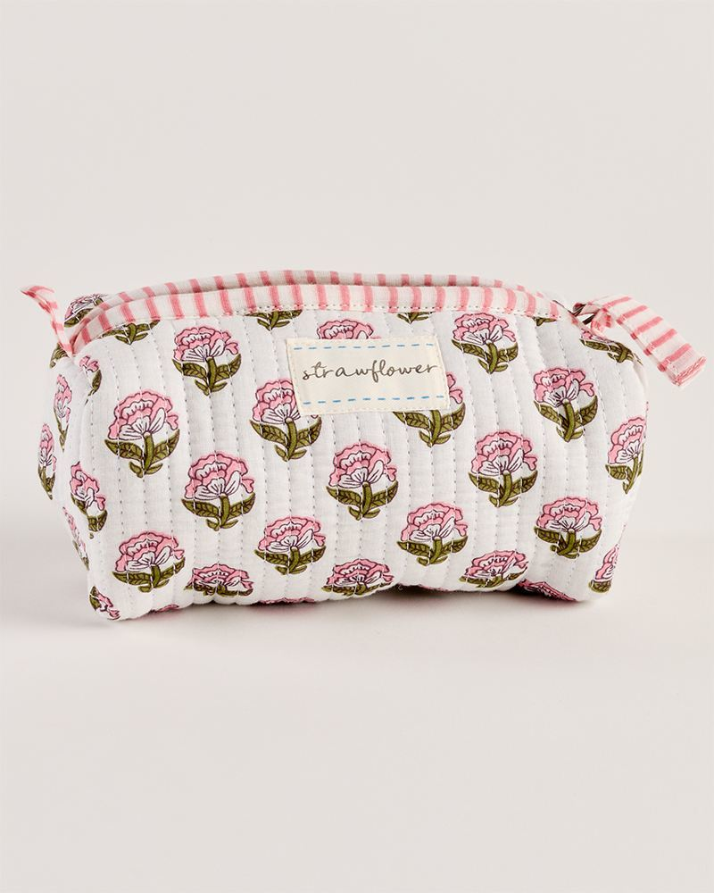 Bri Heritage Small Quilted Block Print Cosmetic Pouch | Strawflower ...