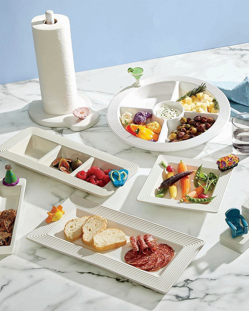 Pinstripes Border Ceramic Cracker Tray | Nora Fleming | The Paper