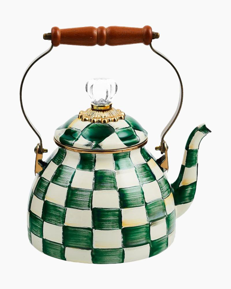 Mackenzie-Childs Emerald Check 2-Qt. Tea Kettle - Emerald