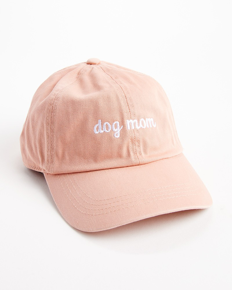 Dog Mom Embroidered Curved Brim Cap in Dusty Pink | David  display picture 1