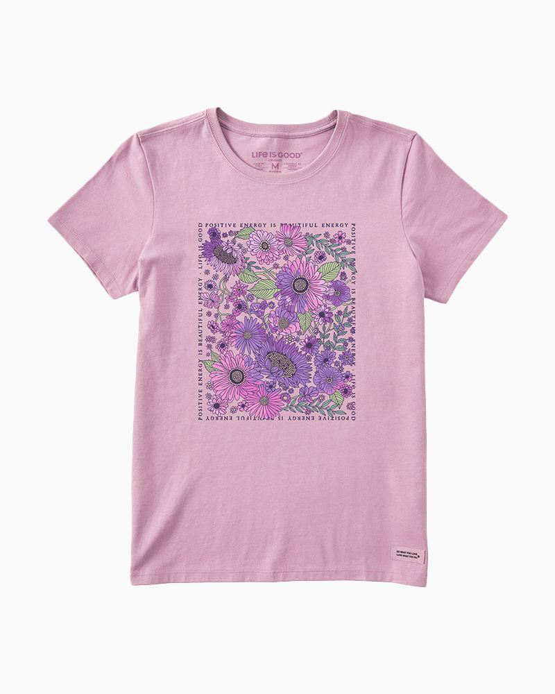 Women's Beautiful Energy Tie Dye Short Sleeve Crusher Tee Violet Purple ...